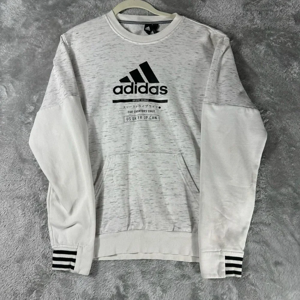 Adidas For Creators Only Sweatshirt Mens Small Heathered Gray Sweater Athleisure
